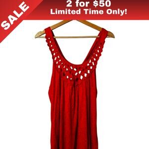 [Sale: 2 for $50!] NWT Rampage Red/Orange Polka Dot Cutout Halter Top Large 0110